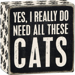 Primitives by Kathy Word Box Sign, 4" square, Yes, Cats image 0