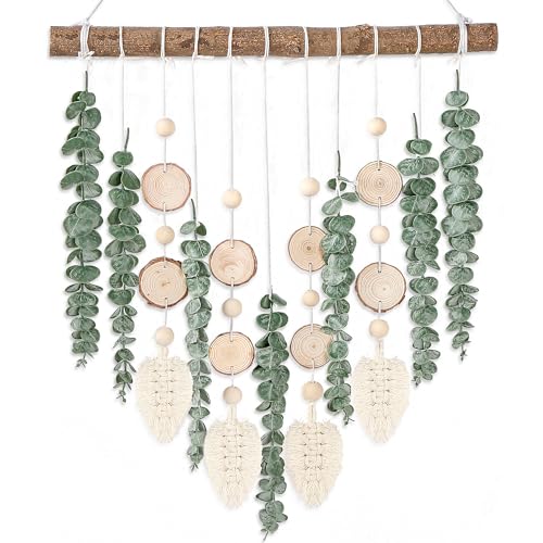Sggvecsy 21’’ Eucalyptus Wall Hanging Decor Artificial Eucalyptus Plant Fake Greenery Leaves Boho Wall Decor with Wooden Stick for Bedroom Bathroom Kitchen Rustic Farmhouse Home Living Room Decoration image 0