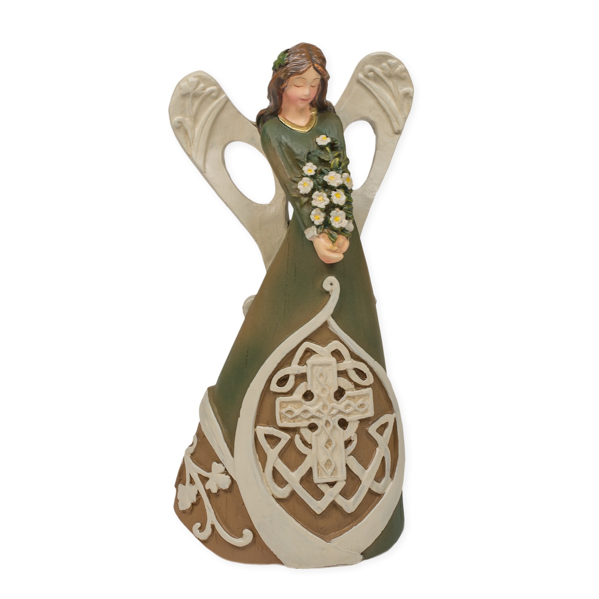 Roman Giftware Inc., Irish & Celtic Collection, 7" H Woodcut Irish Angel Figure,Religious, Inspirational, Durable (7x3x2) image 0