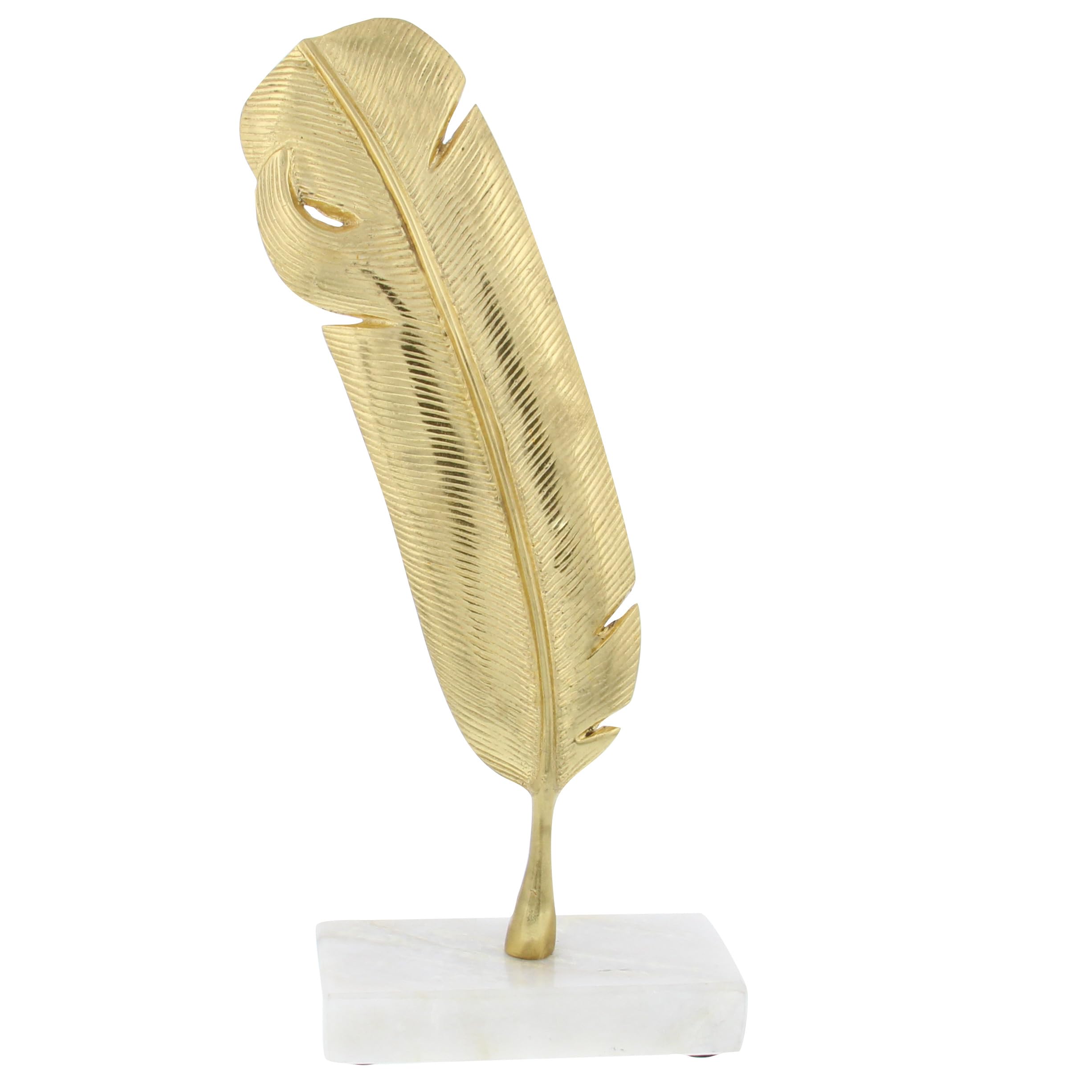 CosmoLiving by Cosmopolitan Aluminum Metal Bird Decorative Sculpture Feather Home Decor Statue, Accent Figurine 6" x 2" x 12", Gold image 0