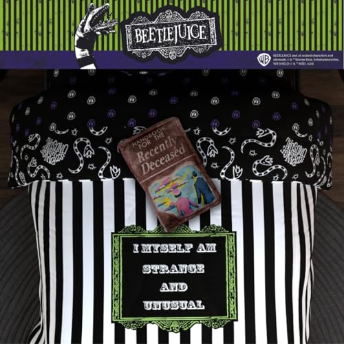 Franco Collectibles Beetlejuice for The Recently Deceased Book Bedding Super Soft Plush Decorative Throw Pillow, 14 in X 9 in, (Officially Licensed Product) image 2