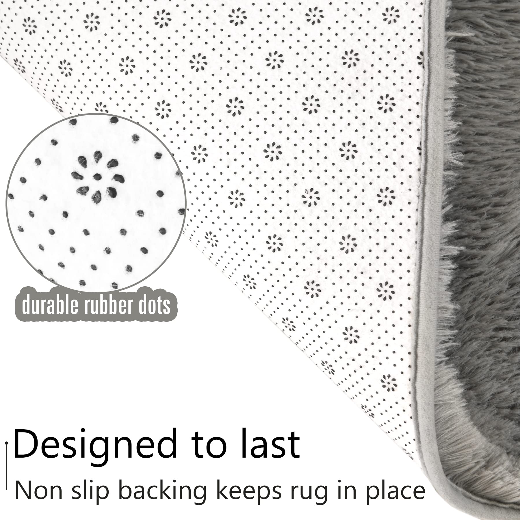 LOCHAS Ultra Soft Indoor Modern Area Rugs Fluffy Living Room Carpets for Children Bedroom Home Decor Nursery Rug 4x5.3 Feet, Gray image 3