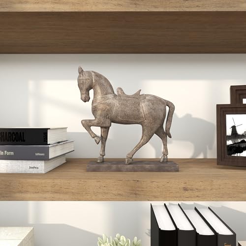 Deco 79 Polystone Horse Decorative Sculpture Prancing Home Decor Statue, Accent Figurine 14" x 4" x 15", Brown image 14