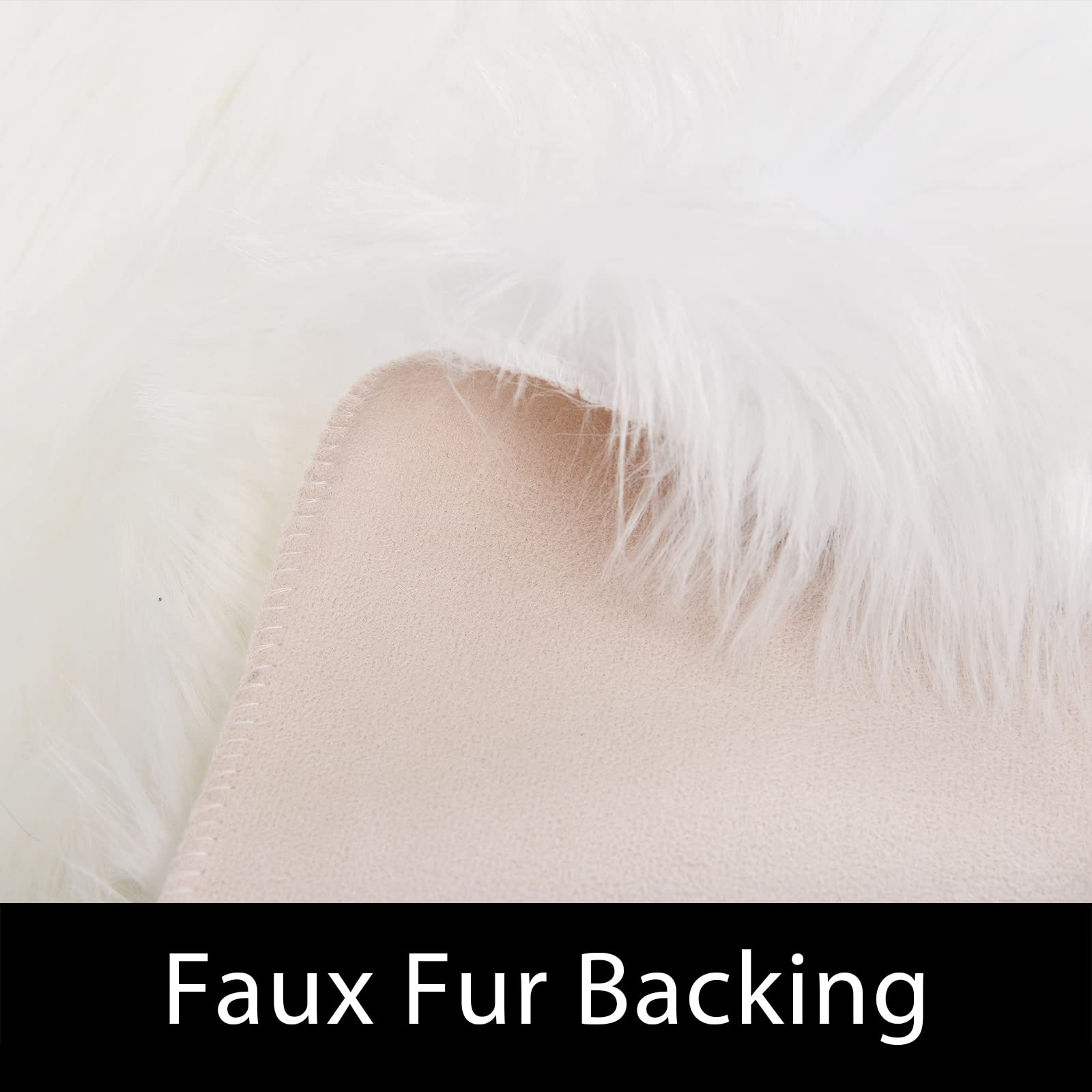 Latepis White Sheepskin Rug 2x3 Faux Fur Sheepskin Rug for Living Room Fluffy Washable Rug for Bedroom Luxury Room Decor Furry Rug Rectangle image 4