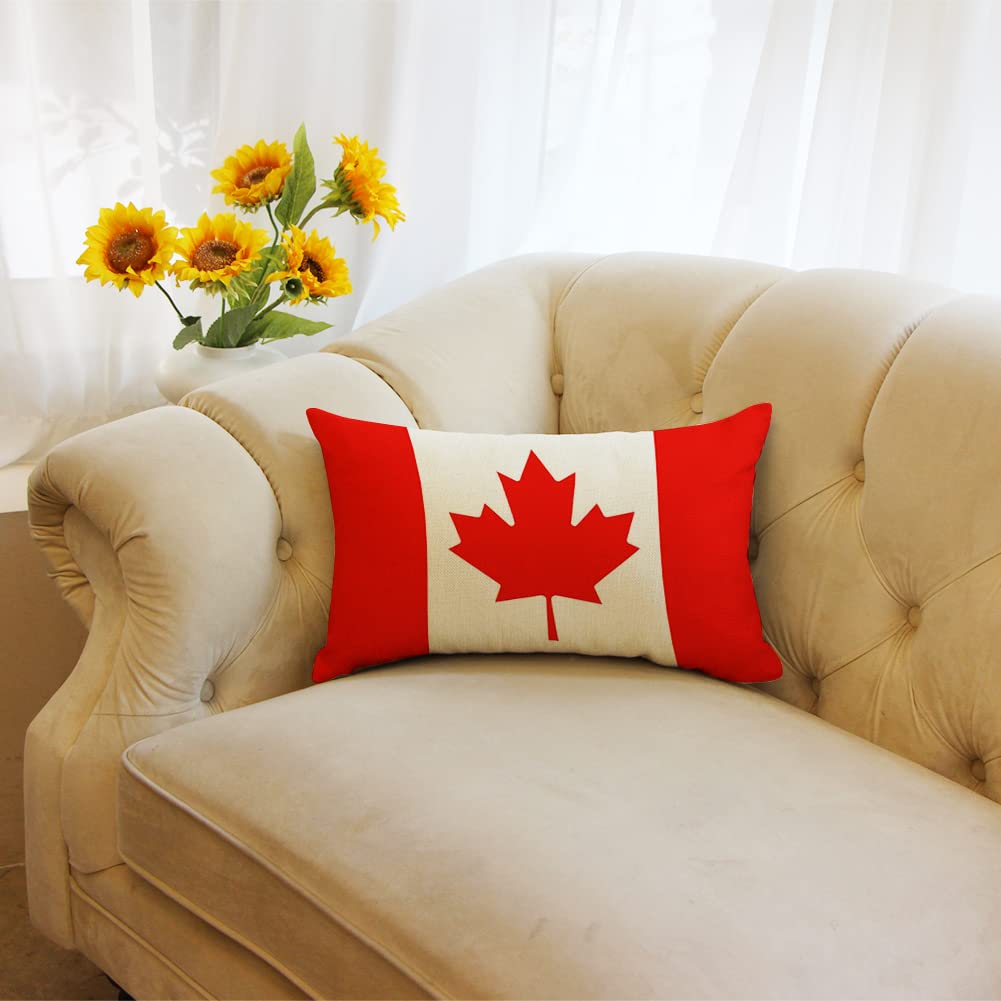 Ogiselestyle Canada Maple Flag Throw Pillow Cover, 12 x 20 Inch Canada Flag Cushion Case Decoration for Sofa Couch image 4