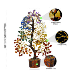 7 Chakra Crystal Tree Feng Shui Money Tree Office Decor Crystals and Stones Home Decor Meditation Accessories Gemstone Tree House Warming Gifts New Home - Size 10-12 Inches 300 Beads Chakra Stones image 3