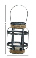 Deco 79 Metal Round with Rope, 9" x 9" x 12", Gray image 2