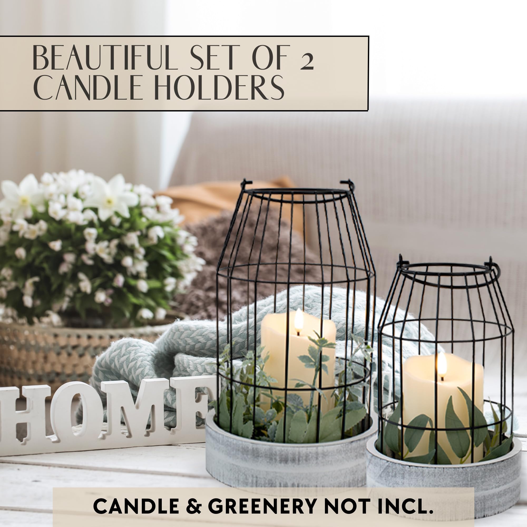 Rustic Farmhouse Lantern Decor - Stylish Decorative Lanterns for Your Living Room, Fireplace Mantle or Kitchen Dining Table - Modern Upscale Beauty for Your Entire Home image 7