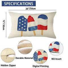 Ogiselestyle Patriotic Blue Popsicle Pillow Cover 12x20 Inch 4th of July Decorative Pillows Case Independence Day Decor Cushion Case for Sofa Couch image 1