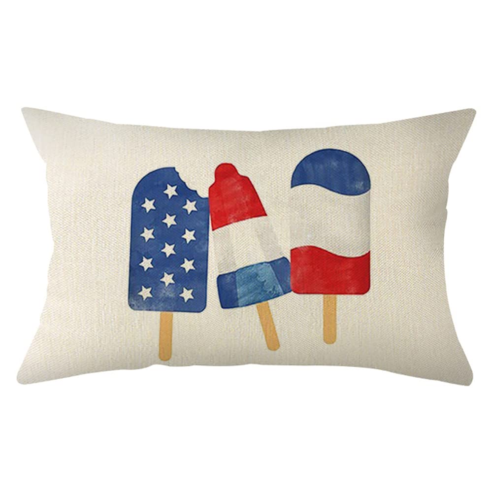 Ogiselestyle Patriotic Blue Popsicle Pillow Cover 12x20 Inch 4th of July Decorative Pillows Case Independence Day Decor Cushion Case for Sofa Couch image 0
