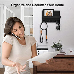 Lwenki Key Holder for Wall, Decorative Key and Mail Holder with Shelf Has Large Hooks for Bags, Coats, Umbrella – Paulownia Wood Key Hanger with Mounting Hardware (9.8”W x 6.7”H x 4.2”D) image 2