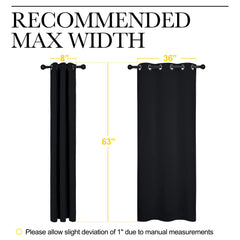 NICETOWN Halloween Pitch Black Solid Thermal Insulated Grommet Blackout Curtains/Drapes for Bedroom Window (2 Panels, 42 inches Wide by 63 inches Long, Black) image 2