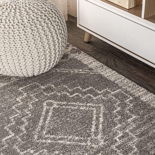 JONATHAN Y MOH200C-8 Amir Moroccan Beni Souk Indoor Area-Rug Bohemian Farmhouse Rustic Geometric Easy-Cleaning Bedroom Kitchen Living Room Non Shedding, 8 X 10, Gray,cream image 4