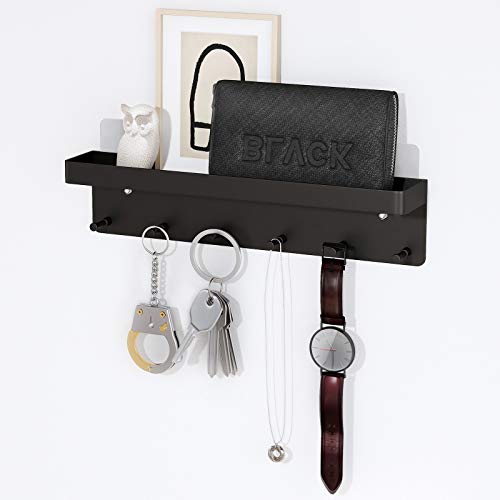 MKO Decorative Wall Mounted Mail Organizer and Key Holder with Tray - 6 Stainless Steel Key Hooks for Hallway Kitchen Farmhouse Decor (Black) image 8