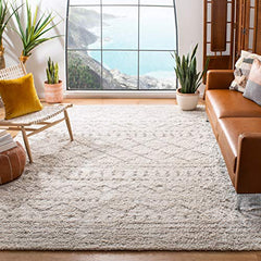 SAFAVIEH Arizona Shag Collection Area Rug - 8' x 10', Ivory &amp; Beige, Moroccan Design, Non-Shedding &amp; Easy Care, 1.6-inch Thick Ideal for High Traffic Areas in Living Room, Bedroom (ASG741A) image 0