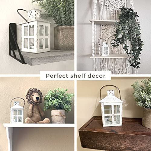 Kate Aspen Rustic Farmhouse White Candle Holder, Wedding, Centerpiece Table, Home, Shelf, 5 inch Decorative Lantern image 5