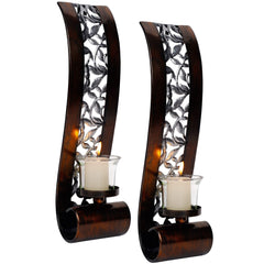 Shelving Solution Wall Sconce 14.4 x 3.5 Inch, with Tea Light Candle Holder Antique Bronze Style Metal Wall Art Decorations for Living Room, Bathroom, Dining Room and Office, Set of 2 image 0