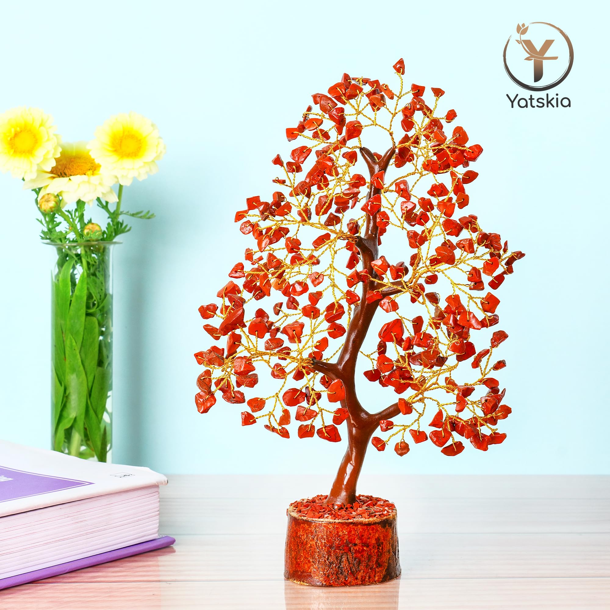 YATSKIA Red Jasper Crystals - Crystal Tree of Life - Gemstone Tree - Spiritual Items - Meditation Room Decor - Spiritual Decor - Reiki Gifts - Good Luck Charms - Metaphysical Gifts image 2