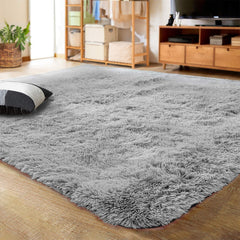 LOCHAS Ultra Soft Indoor Modern Area Rugs Fluffy Living Room Carpets for Children Bedroom Home Decor Nursery Rug 4x5.3 Feet, Gray image 0