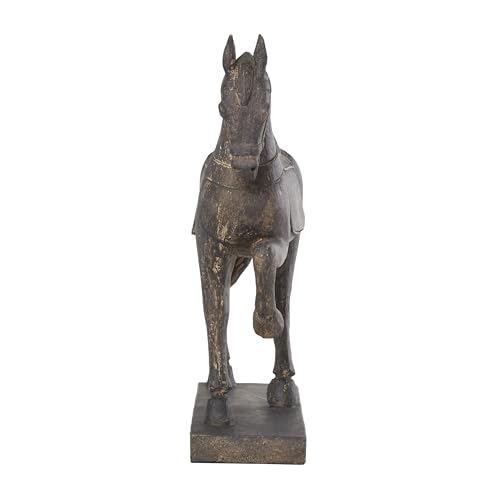 Deco 79 Polystone Horse Decorative Sculpture Prancing Home Decor Statue, Accent Figurine 14" x 4" x 15", Brown image 11