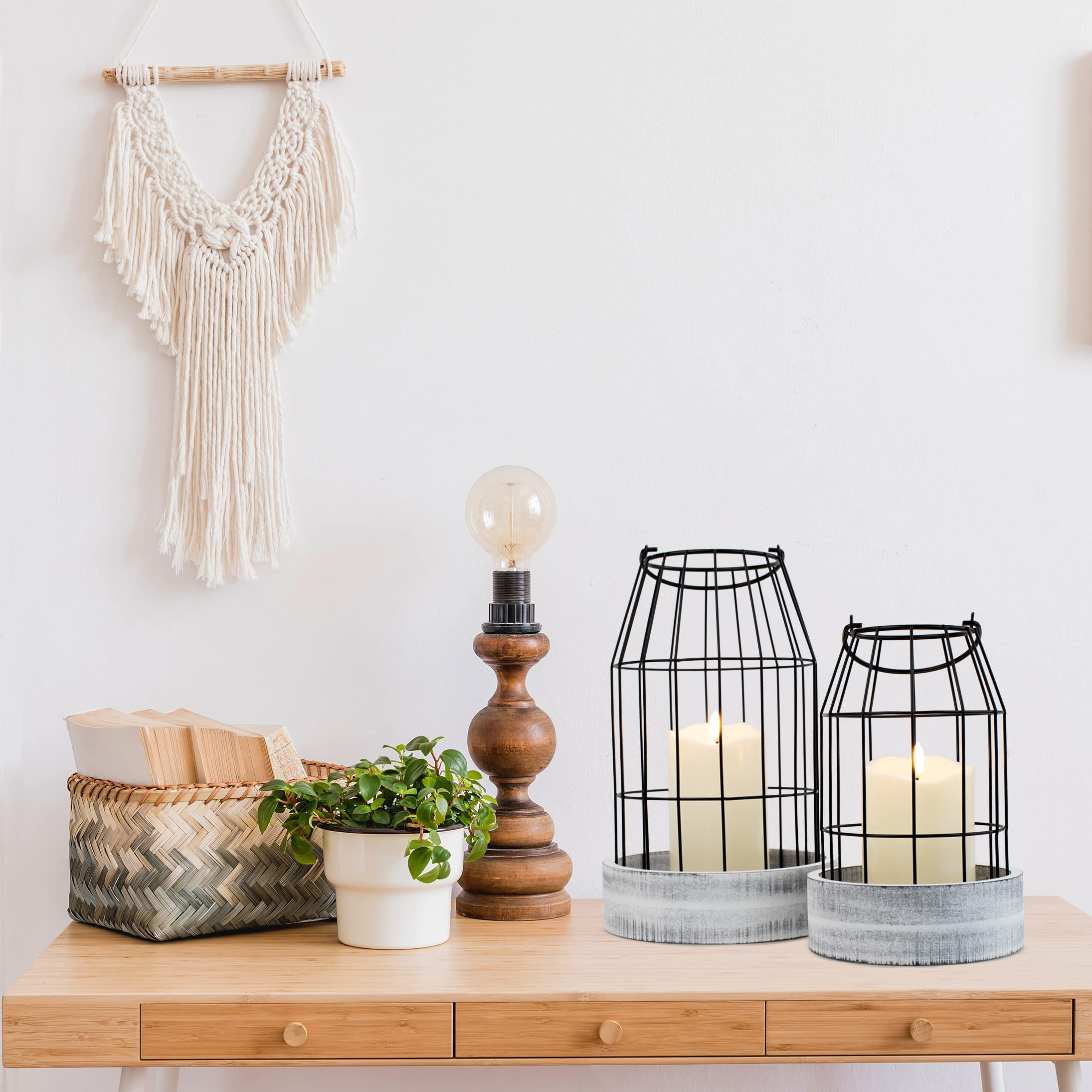Rustic Farmhouse Lantern Decor - Stylish Decorative Lanterns for Your Living Room, Fireplace Mantle or Kitchen Dining Table - Modern Upscale Beauty for Your Entire Home image 1