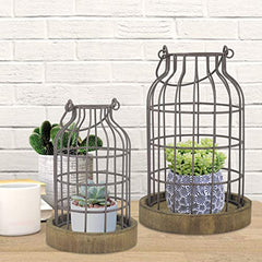 Stonebriar SB-5393C 2PC Wire METAL CLOCHE SET, Set of 2, Brown image 2