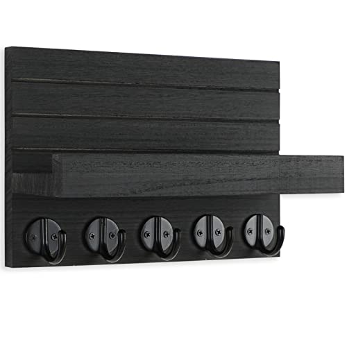 Lwenki Key Holder for Wall, Decorative Key and Mail Holder with Shelf Has Large Hooks for Bags, Coats, Umbrella – Paulownia Wood Key Hanger with Mounting Hardware (9.8”W x 6.7”H x 4.2”D) image 6