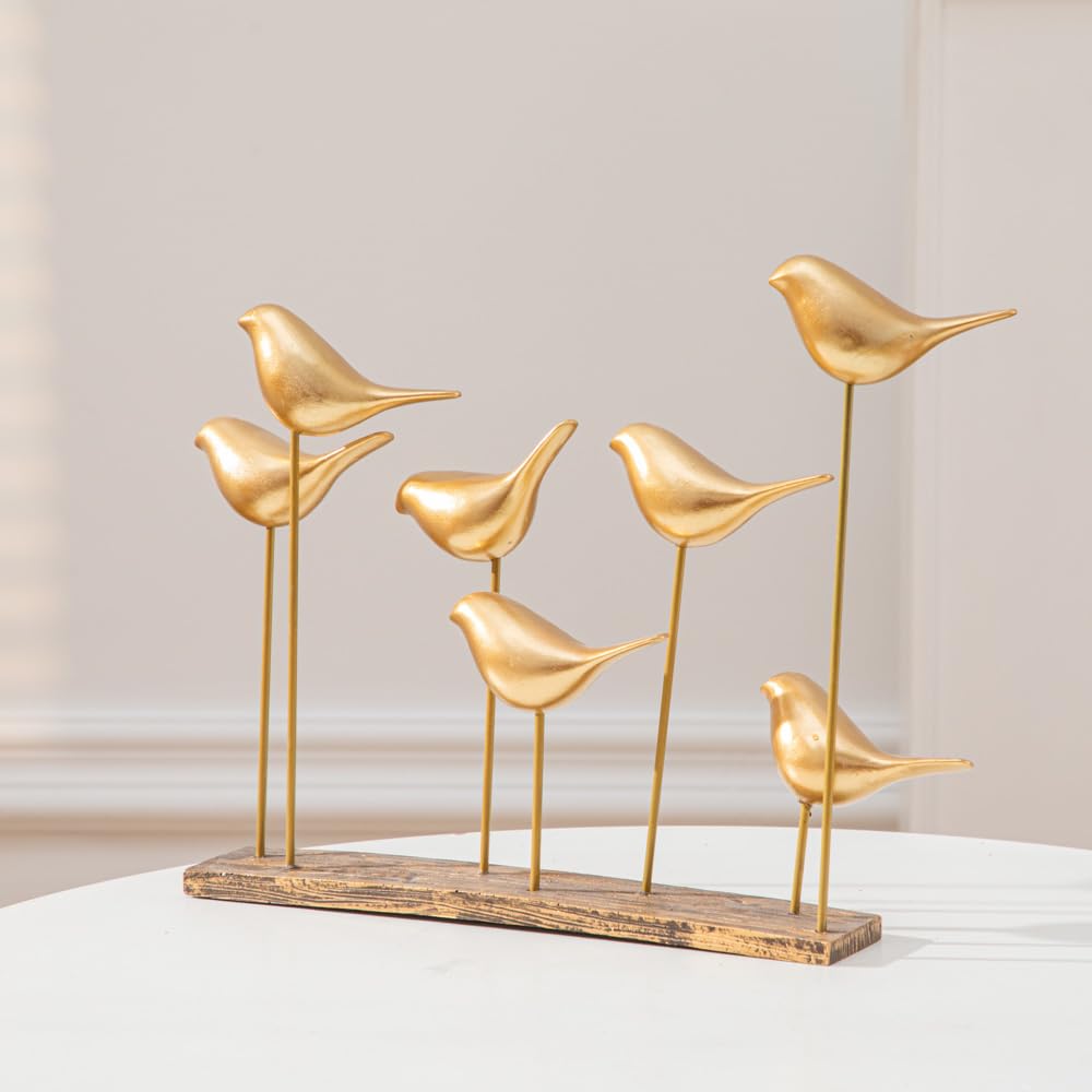 Anding Gold Bird Sculptures Decorative Accessories, Small Animal Statues, Modern Home Decoration, Shelf Decorations Bookshelf, Coffee Table, Shelf Knickknacks (A51521 Gold Bird) image 6