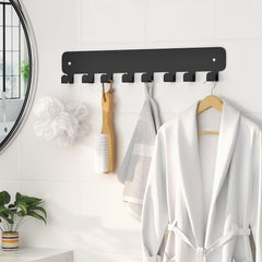 pickpiff 1 Pack Key Holder for Wall Adhesive, Key Hooks with 8 Hooks Wall Mounted, Black Key Hangers for Wall Decor No Drill for Living Room, Kitchen, Office image 2