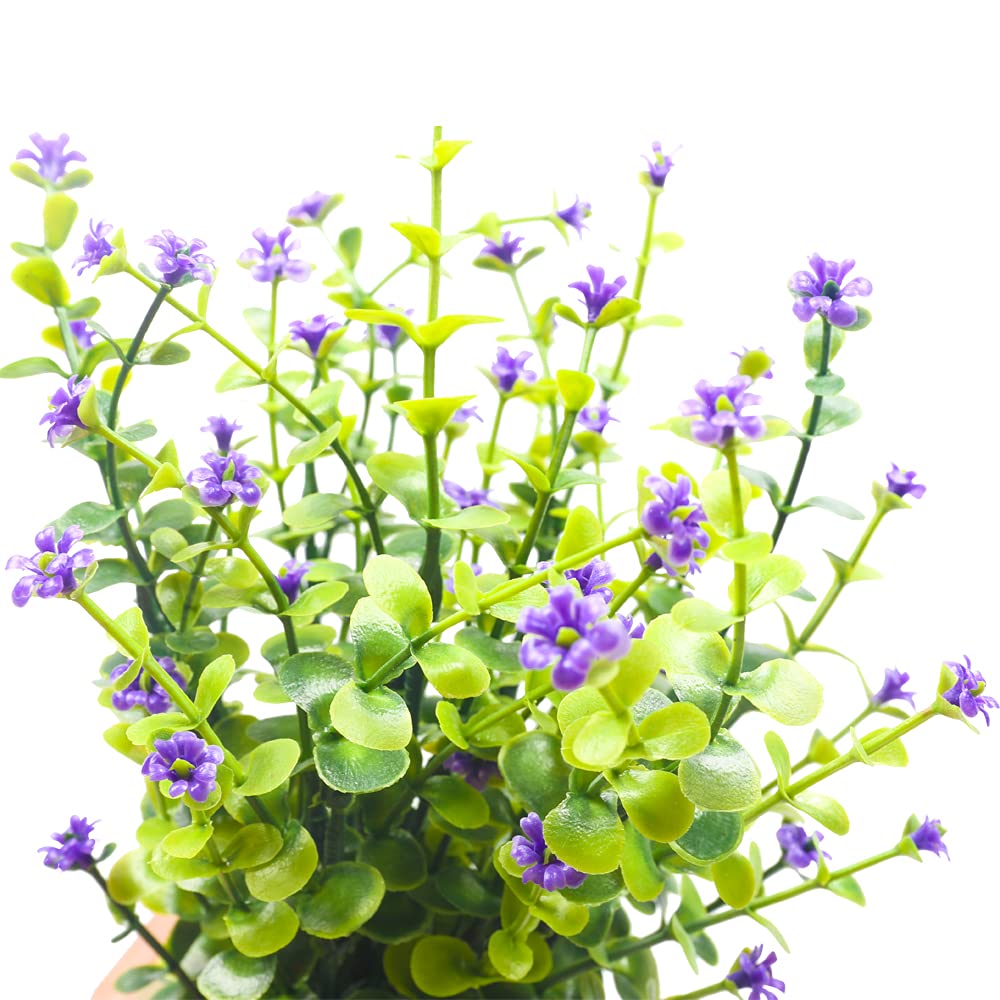 Svenee Artificial Mini Potted Plants Fake Plastic Milan Flower for Farmhouse Living Room Bathroom Office Desk Shelf Home Greenery Decoration (Purple) image 4
