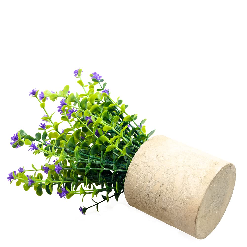 Svenee Artificial Mini Potted Plants Fake Plastic Milan Flower for Farmhouse Living Room Bathroom Office Desk Shelf Home Greenery Decoration (Purple) image 3