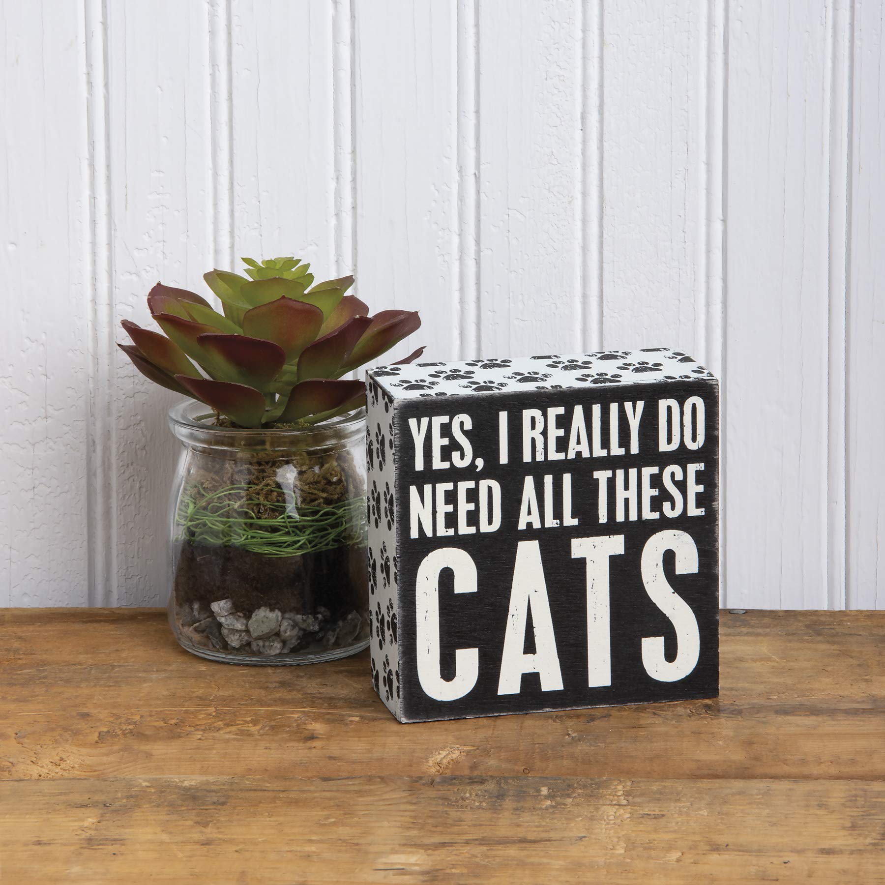 Primitives by Kathy Word Box Sign, 4" square, Yes, Cats image 1