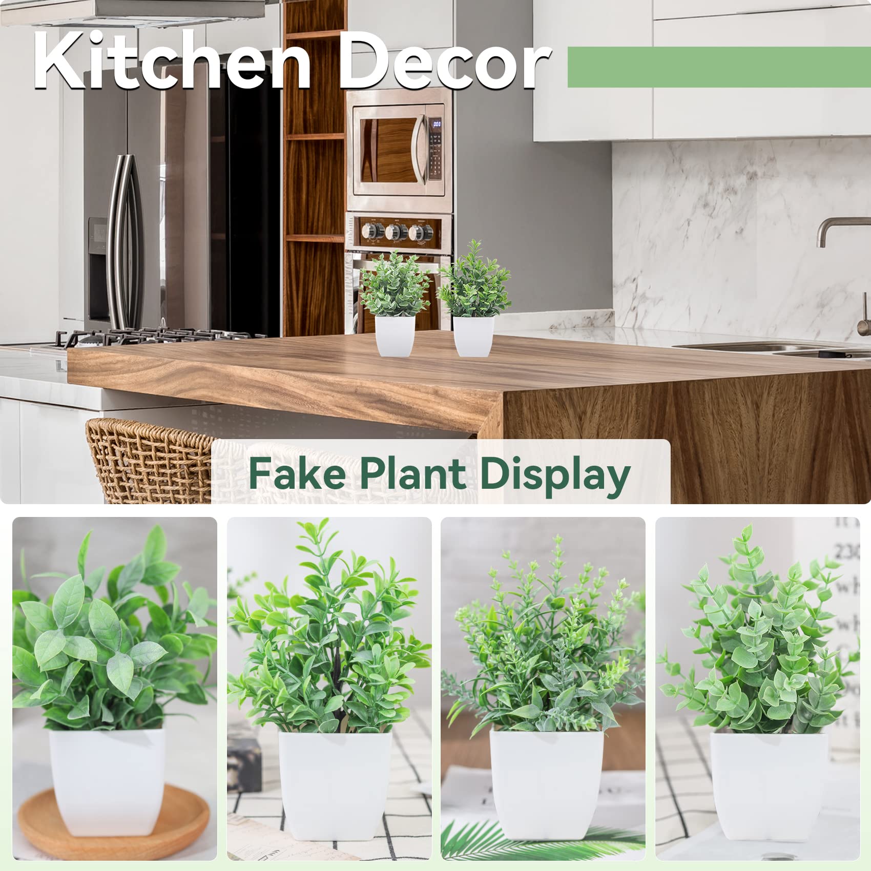 Der Rose 4 Packs Fake Plants Mini Artificial Greenery Potted Plants for Home Decor Indoor Office Table Room Farmhouse image 4