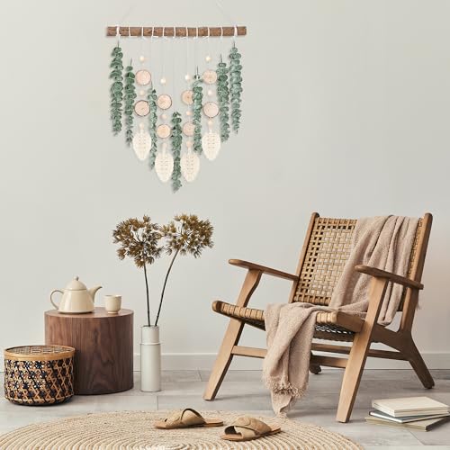 Sggvecsy 21’’ Eucalyptus Wall Hanging Decor Artificial Eucalyptus Plant Fake Greenery Leaves Boho Wall Decor with Wooden Stick for Bedroom Bathroom Kitchen Rustic Farmhouse Home Living Room Decoration image 6