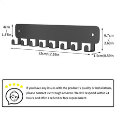 pickpiff 1 Pack Key Holder for Wall Adhesive, Key Hooks with 8 Hooks Wall Mounted, Black Key Hangers for Wall Decor No Drill for Living Room, Kitchen, Office image 1