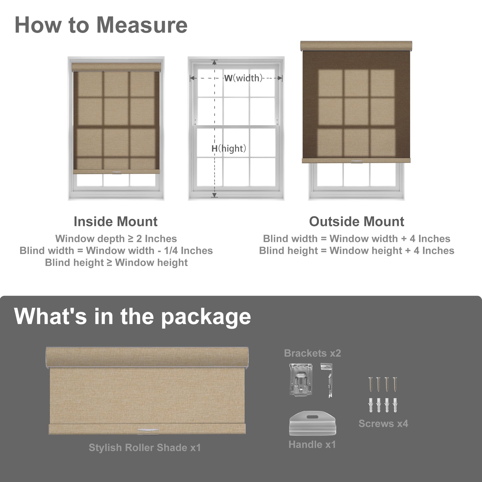 Boolegon Blackout Roller Shades for Windows,Cordless,Linen Fabric,Roller Blinds,Thermal Insulated Fabric UV Protection,Window Shades for Home,Office,Bedroom,Door,Blackout-Beige,Custom Size image 1