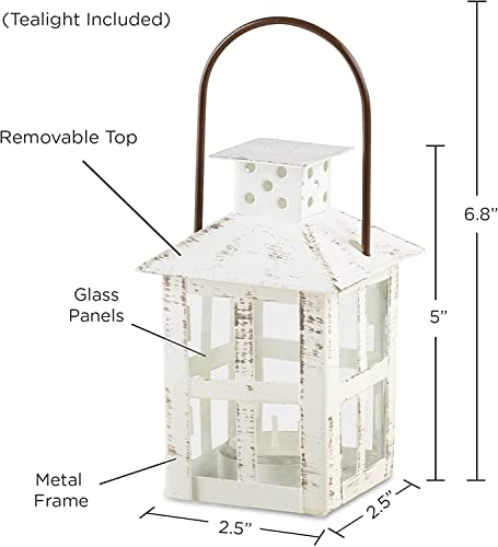 Kate Aspen Rustic Farmhouse White Candle Holder, Wedding, Centerpiece Table, Home, Shelf, 5 inch Decorative Lantern image 3