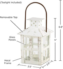 Kate Aspen Rustic Farmhouse White Candle Holder, Wedding, Centerpiece Table, Home, Shelf, 5 inch Decorative Lantern image 3