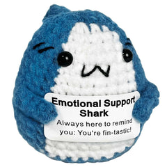 Krinisou Positive Crochet Shark Gifts, Crocheted Emotional Support Animal, Unique Birthday Gift for Shark Lovers Friends Women Men 1Pc image 0