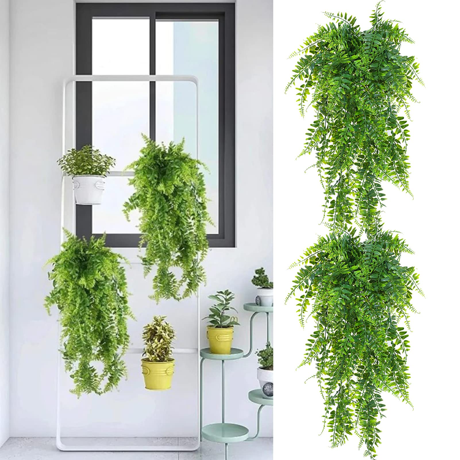 2Pcs Artificial Eucalyptus Teardrop Wreath Greenery Swag, 35 Inch Long Hanging Eucalyptus Leaves Fake Plant Garland, Spring Summer Teardrop Swag for Front Door Indoor Outdoor Wall Window Decor image 5