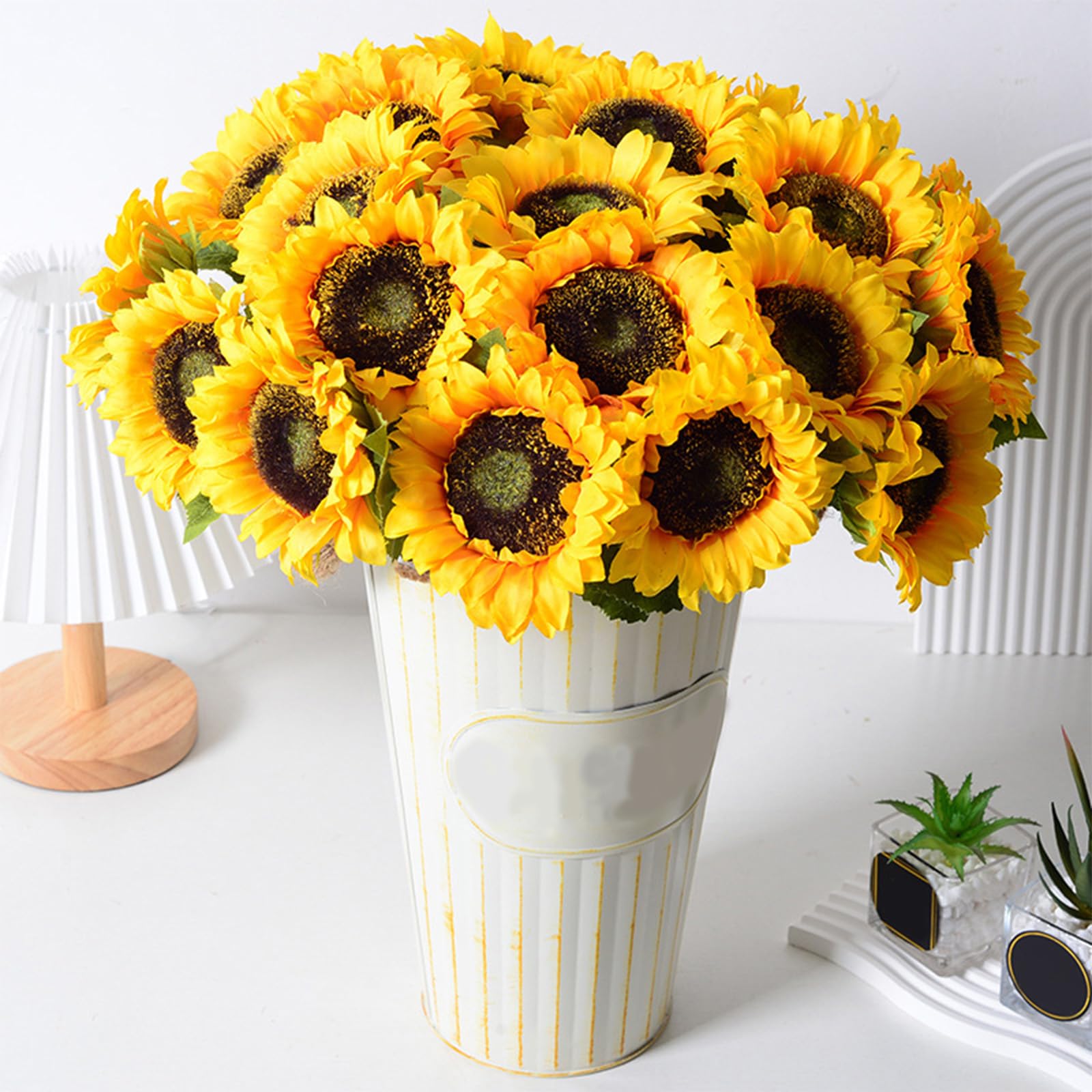 mofgkuz Sunflowers Aartificial Flowers, Sunflower Simulation Flower Decoration, Outdoor Indoor Home Office Parties Wedding Birthday Party, Yellow Summer Decor 5PCS image 2