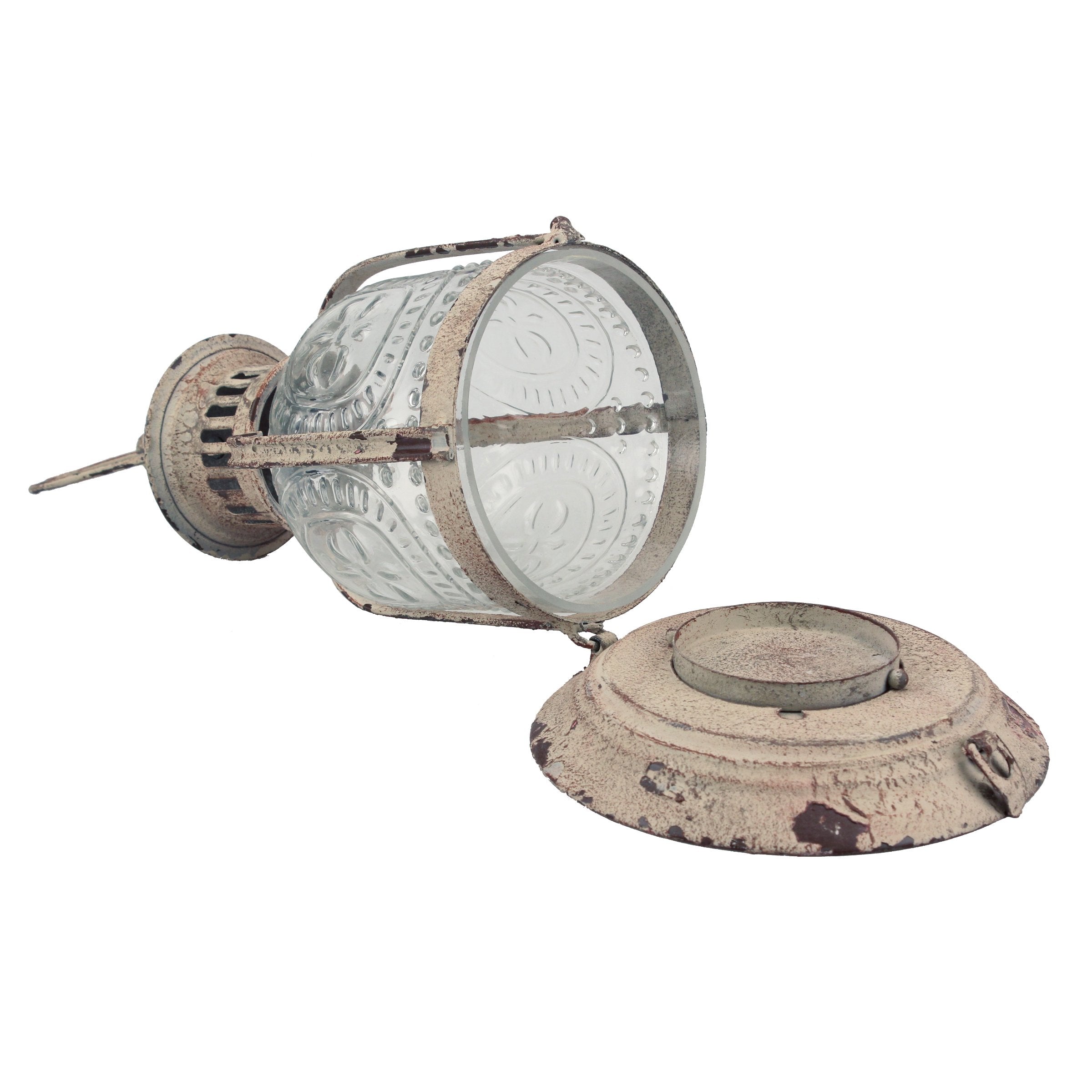 Stonebriar Antique White Metal Votive Candle Lantern with Handle image 6