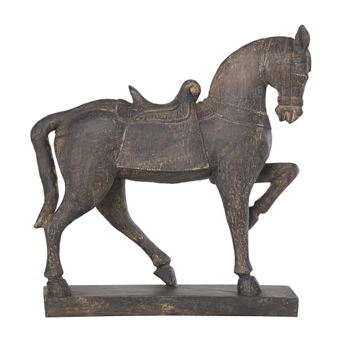 Deco 79 Polystone Horse Decorative Sculpture Prancing Home Decor Statue, Accent Figurine 14" x 4" x 15", Brown image 12