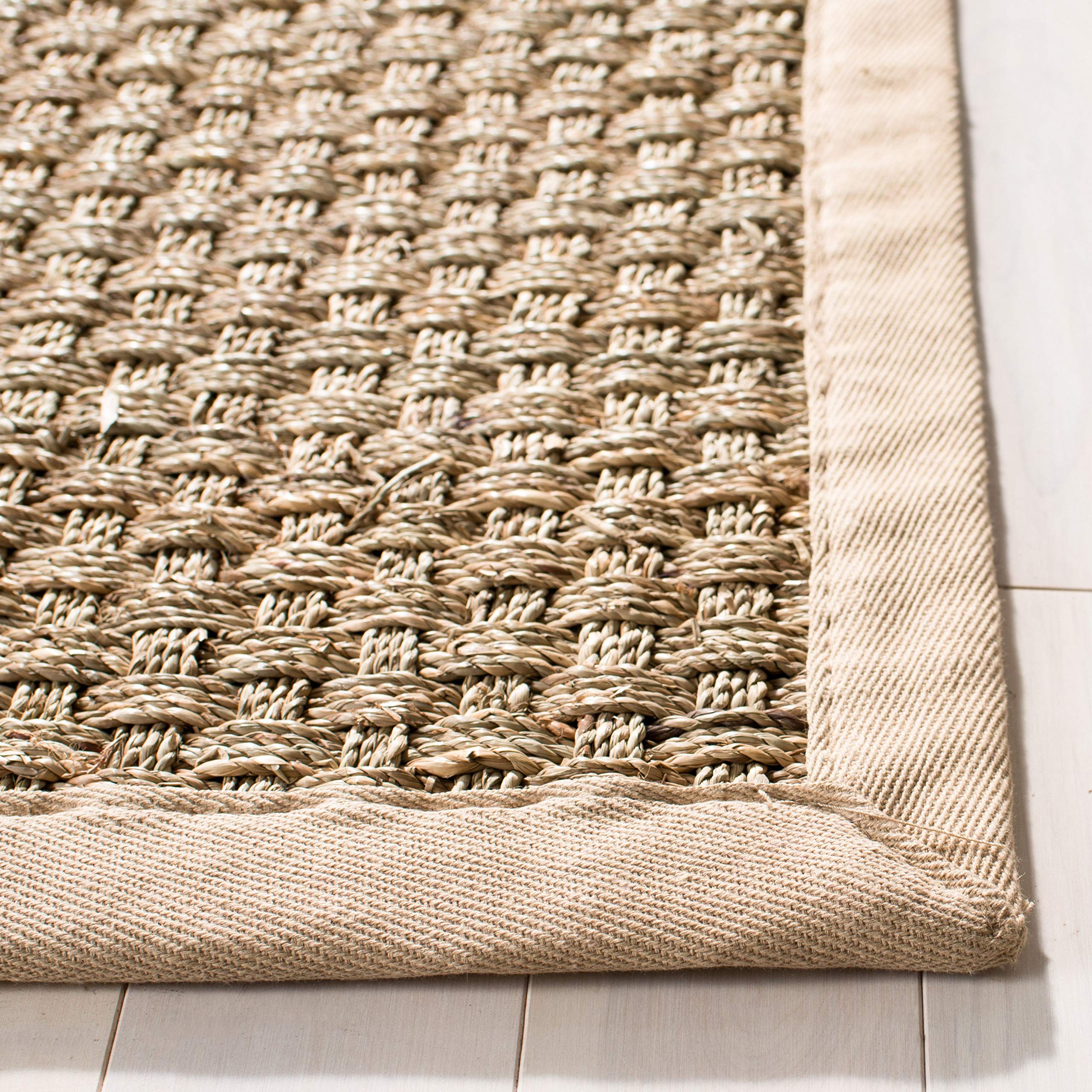 SAFAVIEH Natural Fiber Collection Accent Rug - 2' x 3', Natural &amp; Beige, Border Basketweave Seagrass Design, Easy Care, Ideal for High Traffic Areas in Entryway, Living Room, Bedroom (NF114A) image 5