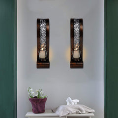Shelving Solution Wall Sconce 14.4 x 3.5 Inch, with Tea Light Candle Holder Antique Bronze Style Metal Wall Art Decorations for Living Room, Bathroom, Dining Room and Office, Set of 2 image 3