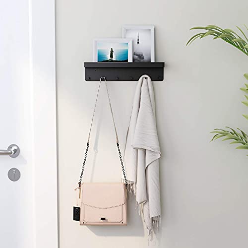 MKO Decorative Wall Mounted Mail Organizer and Key Holder with Tray - 6 Stainless Steel Key Hooks for Hallway Kitchen Farmhouse Decor (Black) image 4