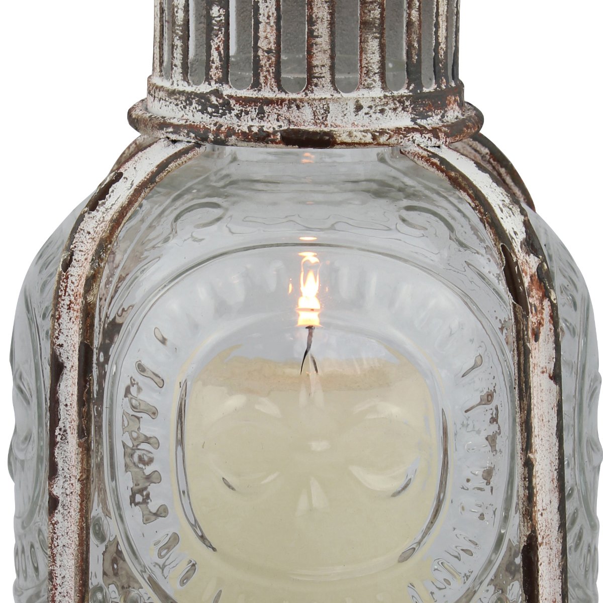 Stonebriar Antique White Metal Votive Candle Lantern with Handle image 4