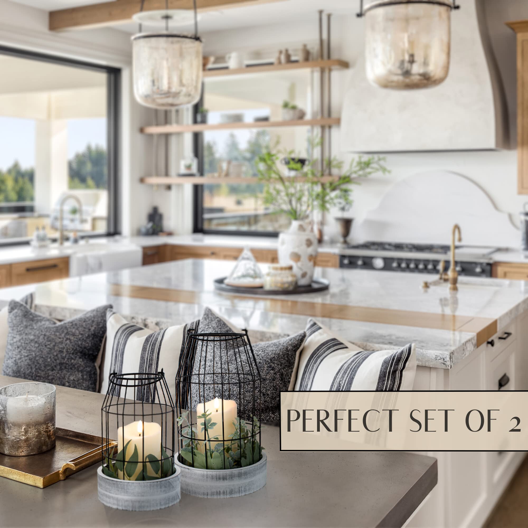 Rustic Farmhouse Lantern Decor - Stylish Decorative Lanterns for Your Living Room, Fireplace Mantle or Kitchen Dining Table - Modern Upscale Beauty for Your Entire Home image 5