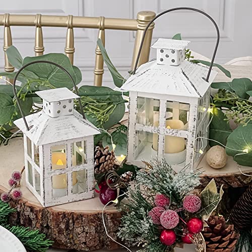 Kate Aspen Rustic Farmhouse White Candle Holder, Wedding, Centerpiece Table, Home, Shelf, 5 inch Decorative Lantern image 7