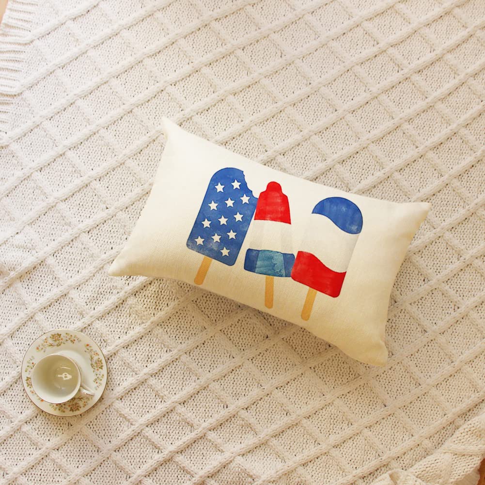 Ogiselestyle Patriotic Blue Popsicle Pillow Cover 12x20 Inch 4th of July Decorative Pillows Case Independence Day Decor Cushion Case for Sofa Couch image 6